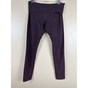 T Party Leggings Women’s Large Red Mineral Wash Fold Over Waist Yoga Pants